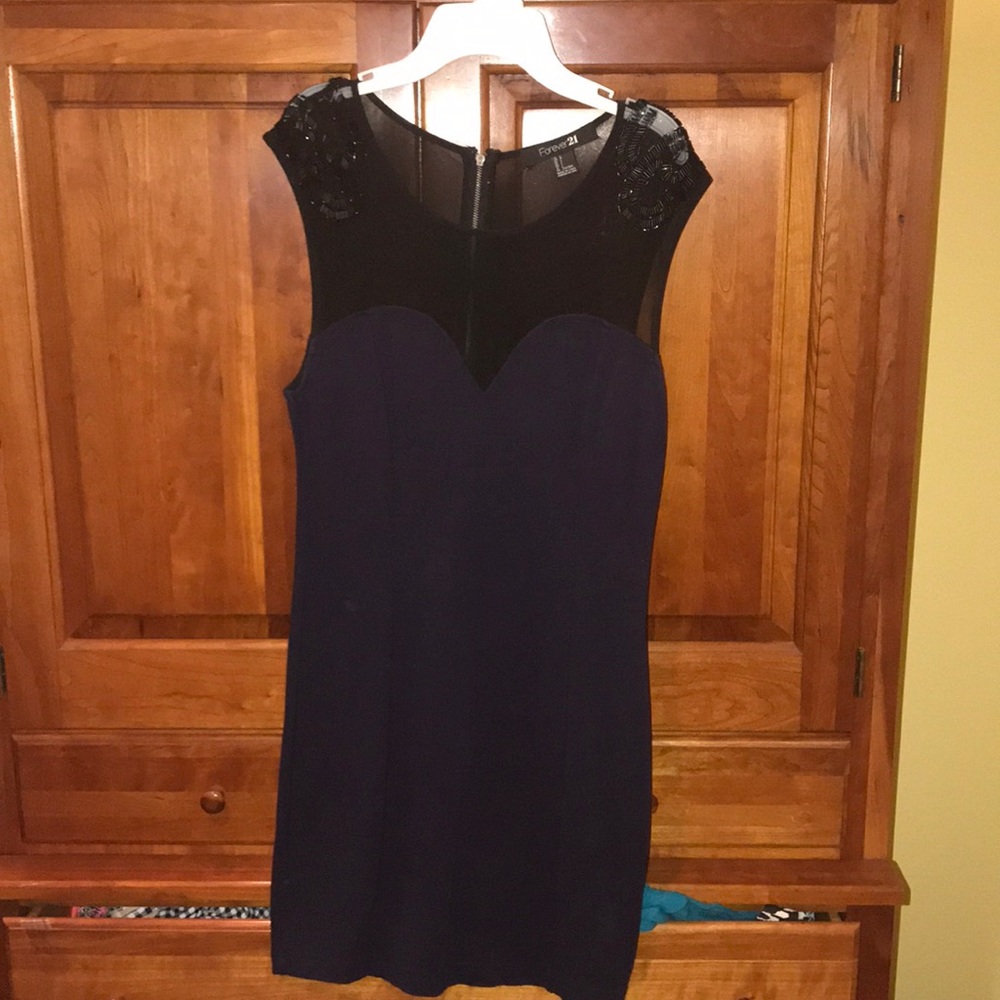 Navy blue and black mini dress